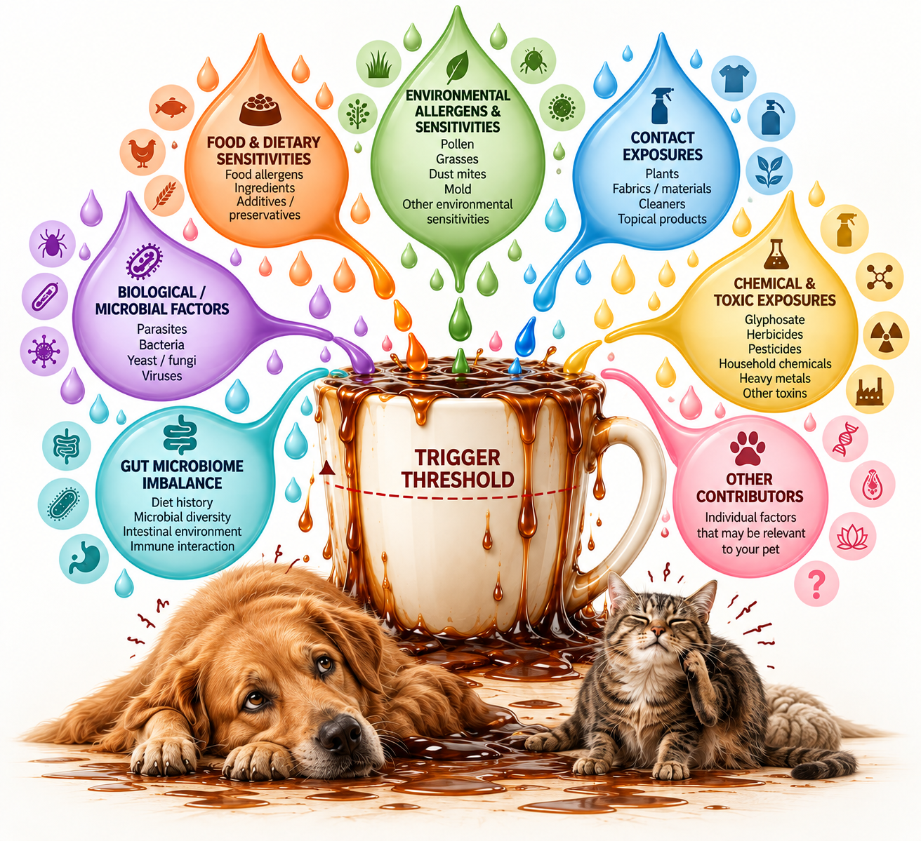 Trigger cup overflowing with multiple contributors and uncomfortable pets